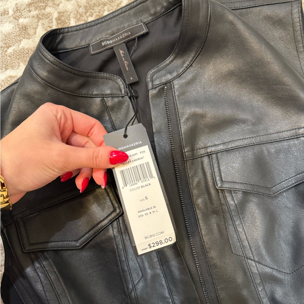 NWT Vintage Black Leather BCBGMAXAZRIA Dress - Picture 4 of 6